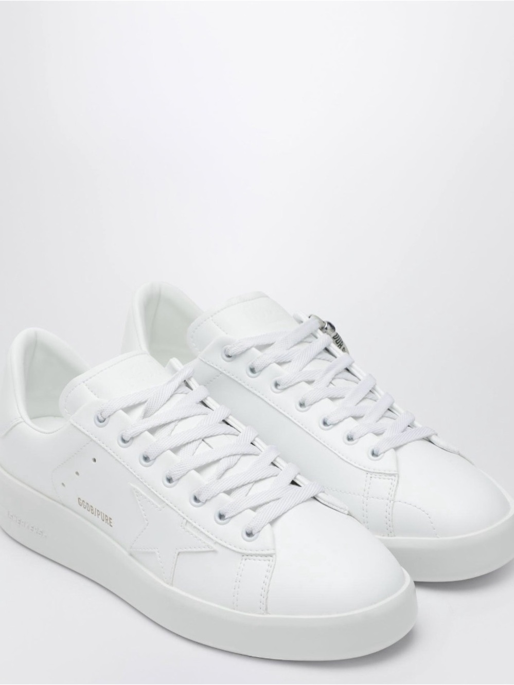 Golden Goose White Low-Top Leather Sneakers with Star Detail